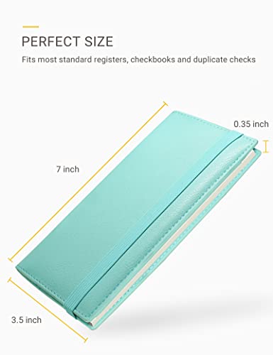 Image of Zreal Checkbook Cover for Women, Premium Vegan Leather Checkbook Holder for Top & Side Tear Duplicate Checks with RFID Blocking (Pale Turquoise)