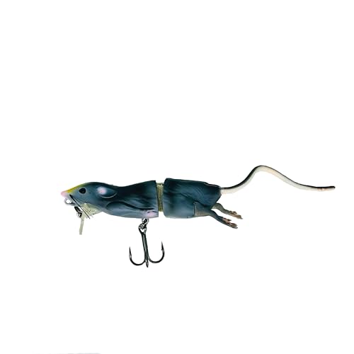 Savage Gear 3D Rad Rat Fishing Bait, 1/2 oz, Grey, Realistic Contours, Colors & Movement, Durable Construction, Versatile Rigging Options, Dual Treble Hook Configuration