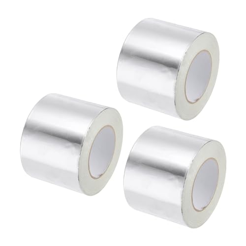 Image of uxcell Aluminum Foil Tape 4 Inch x 55 Yards Silver High Temperature Tape for HVAC, Sealing, Patching Hot and Cold Air Ducts, 3 Pcs