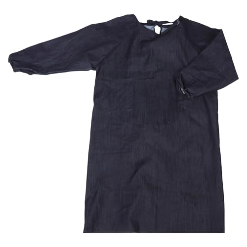ARTIBETTER Denim Bib, Long Sleeve Apron Cooking Apron Protective Work Apron Black Artist Aprons Adjustable Bib Apron for Gardening Painting Baking Housework