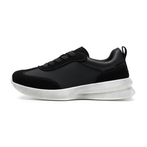 Image of Vepose Women's Retro Platform Sneakers Lightweight Lace Up Walking Shoes | Designer dressy chunky sneakers, memory foam cushioning, non slip sole, stylish woven or PU looks, work, travel, errands