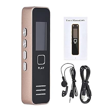 Fabbay Golden Metal Digital Mini Voice Recorder MP3 Player with Support 32GB TF Card Professional Dictaphone 20-Hour Recording Time for Lectures/Meetings/Interviews /MP3 Rechargeable-image-25