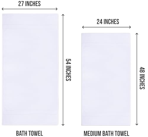 Image of Utopia Towels 6 Pack Bath Towel Set (27 x 54 Inches), 500 GSM 100% Ring Spun Cotton Medium Lightweight and Highly Absorbent Quick Drying, Premium Towels for Hotel, Spa and Bathroom (White)