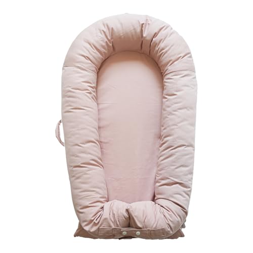 Image of Deluxe Infant Lounger, Baby Nest Cover for Baby Girls & Boys, Newborn Essentials for Baby 0-12 Months, 100% Cotton (DustyRose)