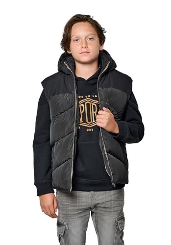 Kaporal, Veste pour Garcon, Coupe Loose, Sans manches, Col montant, Modèle Mex, couleur Black, Taille 12 ans