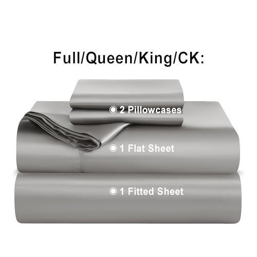 NTBAY Queen Satin Sheet Set, 4 Piece, Grey - image 4