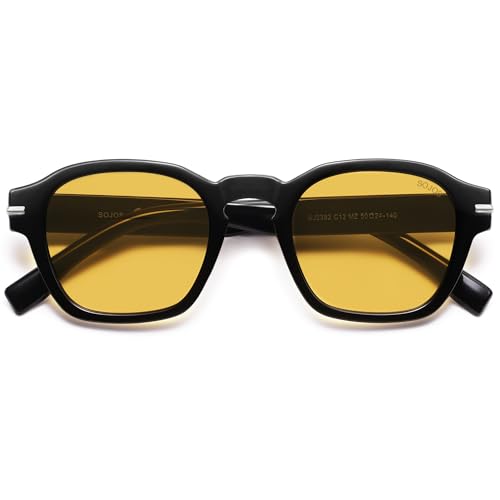 SOJOS Vintage Retro Square Polarized Sunglasses Men Trendy Womens Sun Glasses SJ2382 Black Frame...