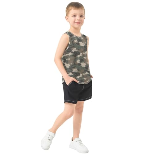 Camouflage with Grunge Children Tank Tops Sleeveless Casual Tops for Kids Athletic Workout Clothes Quick-Dry4