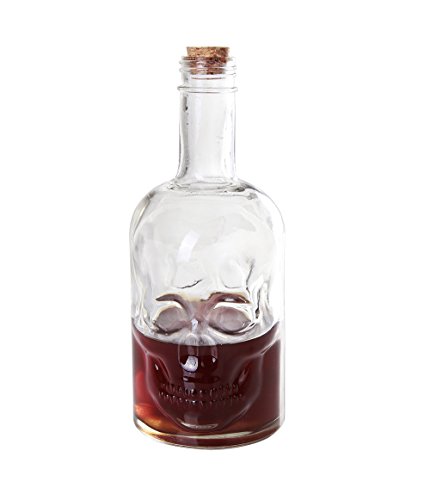 Novelty Glass Skull Face Decanter 25 Ounce Vodka Wine Bottle
