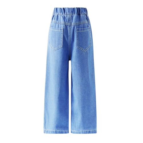 Girls' Wide Leg Jeans | Colorful Butterfly Denim Pants | Elastic Wasit Baggy Straight Jeans Kids Clothes 4-14 Years4