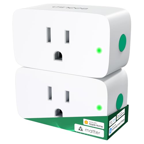 Winees Matter Smart Plug 2 Pack, Smart Outlet Work with Alexa, Apple Home, Google Home, SmartThings, 15A/1800W Max for Home Automation, APP Remote Control,Timer&Schedule, 2.4G Wi-Fi Only