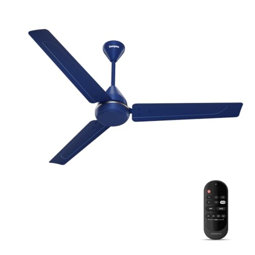 Image of Crompton Energion Hyperboost 1200mm BLDC Ceiling Fan | Point Anywhere Remote Control | BEE 5 Star Rated Energy Efficient | Superior Air Delivery | 3 Year Brand Warranty | Matte Mettalic Blue