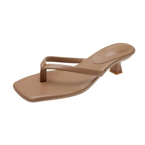 Women's Kitten Heels Sandals Square Toe Slip On Fashion Summer Sandals Comfortable Beach Shoes Vacation Flip-Flops Going Out Shoes Wedding Party Shoe