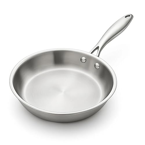 Image of Professional Empire Tri‑Ply Stainless Steel Frying Pan | Non‑Stick & Non‑Toxic | Heat‑Resistant Handle | Induction & Gas Stove Compatible | Heavy Duty 304 Stainless Steel | 22 cm