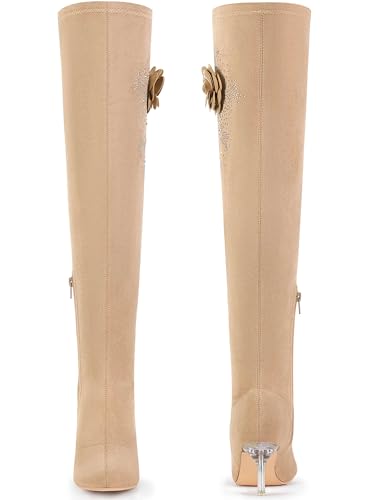 Perphy Rhinestone Flower Pointed Toe Stiletto Heel Over the Knee High Boots for Women3