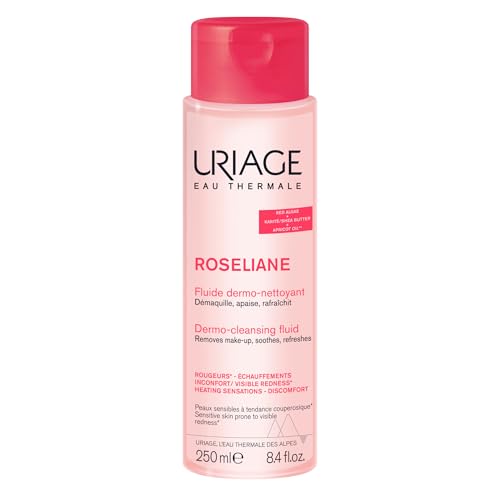 Uriage Roseliane Nettoyant Visage Anti-Rougeurs à l'Huile de Mauve, Calendula, Rose & Noyau d'Abricot - Lait Frais Démaquillant, Nettoyant & Apaisant -...