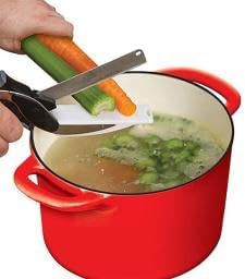 Manual Food Chopper, Red Enamel Cast Iron, Kitchen Vegetable and Herb Mincer