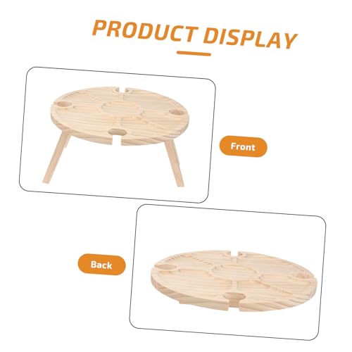 Table pliante en bois camping extérieure compacte ronde kaki