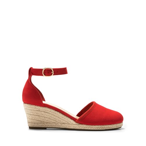 Image of DREAM PAIRS Women's Espadrilles Closed Toe Ankle Strap Dressy Platform Wedge Sandals