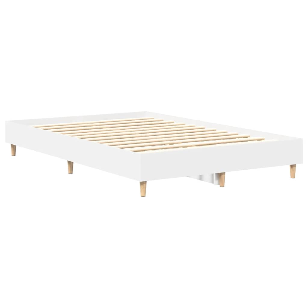 Biała rama łóżka bez materaca, 135 x 190 cm, materiał drewnopochodny ze stelażem, stabilny drewniany stelaż do łóżka podwójnego, pojedynczego łóżka, łóżko dziecięce, łóżko młodzieżowe