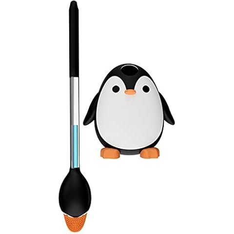 Penguin Silicone Toilet Brushes & Holders - Automatic Toilet Brush for Bathroom Wall Mounted Toilet Brush with Cleaner In Handle Easy to Clean Toilet Bowl (Color : Black) Cover