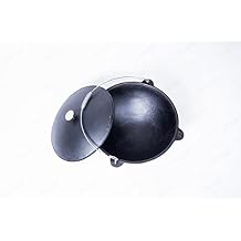 MangalGrills Cast Iron Kazan Cauldron Qazan Qozon Kadai Plov Pilaf Shorpa 15L-4Gal