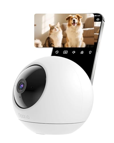 Image of Noorio Security Indoor Camera with 5GHz WiFi, 2K UHD Security Camera, Pet /Dog /Baby Camera with Phone app, Night Vision, Human /Pet Auto Tracking, 360 Pan-Tilt, T110