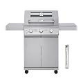 Monument Grills Larger 3-Burner Propane Gas Grills Barbeque Stainless Steel Heavy-Duty Cabinet Style with Smoker Box (2 Items)