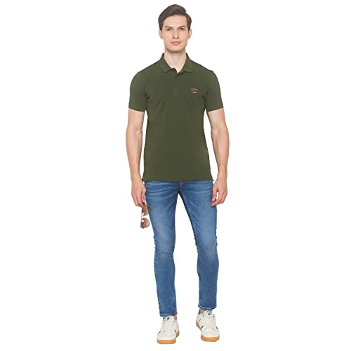 Image of Spykar Men's Embellished Slim Fit Polo T-Shirt