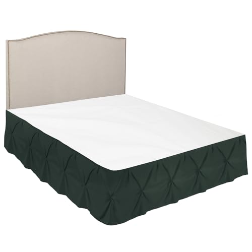 Image of Nestl Forest Green Bed Skirt Twin Size, Pinch Pleat Twin Bed Skirt, 14 inch Inch Drop Twin Bedskirt, Hotel Quality Forest Green Bed Skirts, Microfiber Bedskirt for Twin Bed, Forest Green Twin Bed Skirt
