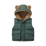 Jungen Mädchen Fleece Weste mit Kapuze Daunenweste Kinder Outdoor Weste