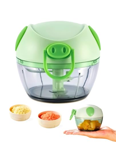 BRARIOS 170ML手動食物チョッパー 多機能6種類 滑り止めベースと精密銅リングデザイン 携帯便利 (野菜カッター-170ML)