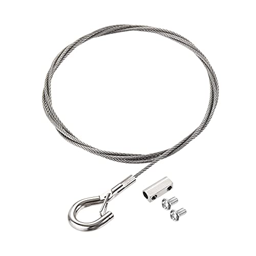 Image of uxcell Picture Hanging Wire Kit, 2Set 1M Adjustable Hanger Wire Hook for Home Art Gallery Picture Kit, Load 66 Lbs, with Vertical Fixing Screws