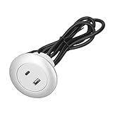 Acouto Estación de Carga USB, Cargador de 4 Puertos con Soporte para Teléfono Integrado, Cable de 5 Pies, Retroiluminación LED Azul para Uso en la Oficina y el Hogar (SILVER)