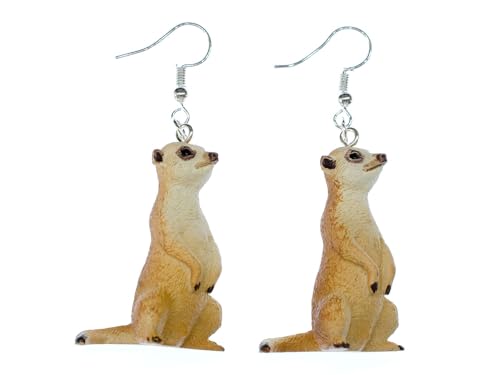 Boucles d'oreilles suricate faites main bijou tendance zoo 38 mm