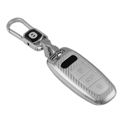 Image of keyzone Silverstar TPU Key Fob Cover with Keychain for Audi A3, A6, A7, A8, Q7, Q8, E-Tron, 2018-2024 Models (Silver)