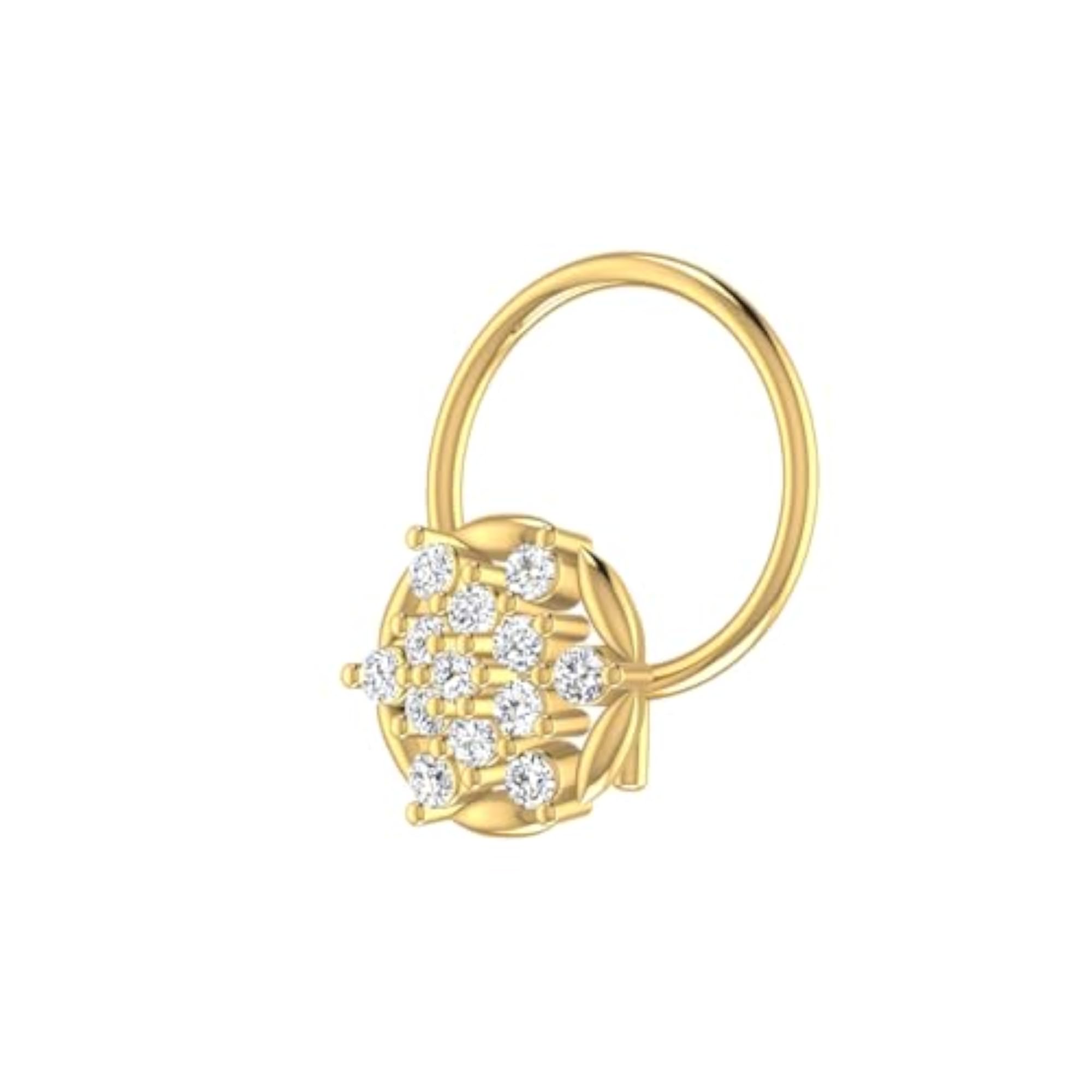 Women's 14Kt Yellow Gold Stud Nose Ring, Stylish