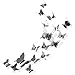 Weddhuis Pegatinas de pared con espejo de mariposas, 48 ​​piezas Pegatinas de pared con espejo 3D Decoración del hogar Pegatinas de pared combinadas, Pegatinas decorativas para el hogar (Plata)