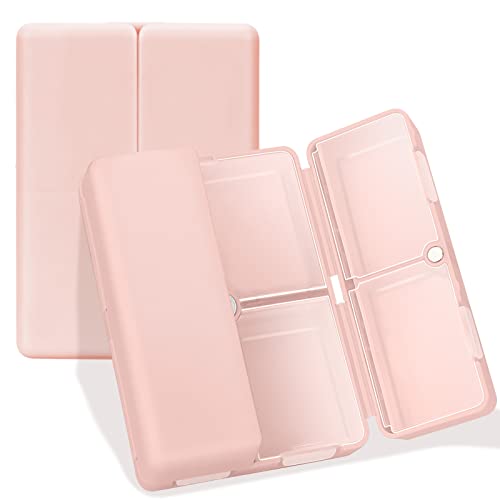 FYY Daily Pill Organiser, 7 Compartments Portable Pill Case Travel Pill Organizer,[Folding Design]Pill Box for Purse Pocket to Hold Vitamins,Cod Liver Oil,Supplements and Medication-Pink