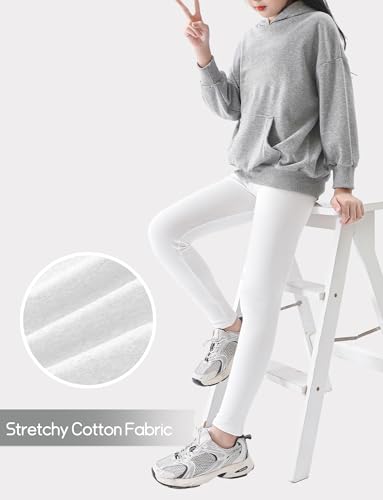 Happy Cherry 3 Pack Girls Leggings Cotton for Girls Leggings Soft Pants with Elastic Waist for Sports 2-12 Years2