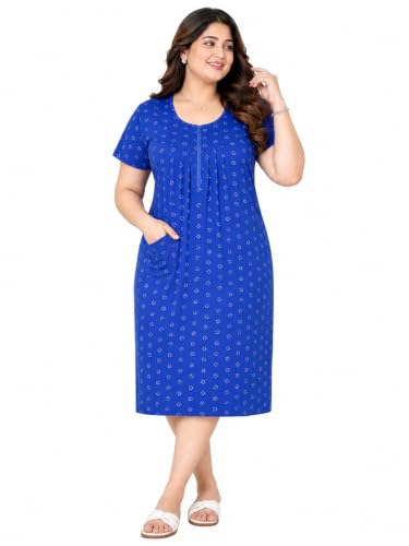 Image of Onekbhalo Women Cotton Night Dress Printed Culf Length Night Gown Short Nighty