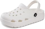 WHITIN Arch Support Garden Shoes for Women with Strap Summer Breathable Nurse Work Slip On Slides Cushioned Clogs Washable Size 6 Female Outdoor Beach Pool Sandals White 37.5