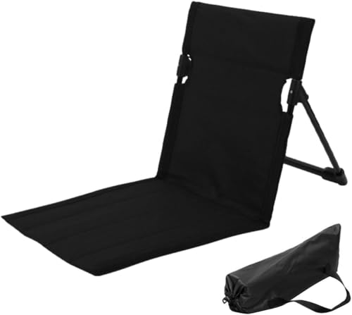 SKY-TOUCH Lightweight Camping Floor Chair Adjustable Reclining Portable Lightweight Folding Beach Chair With Backrest For Beach Camping Festivals And Outdoors 40x40x40cm Black