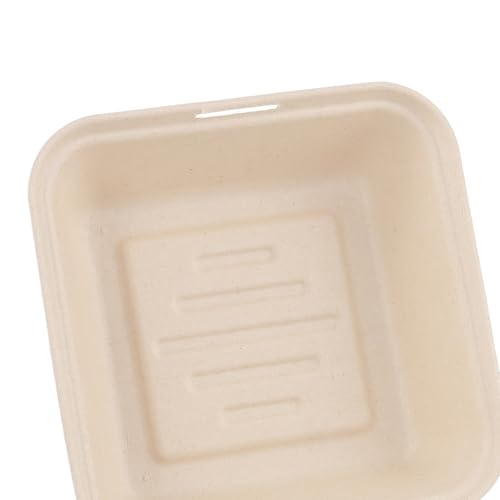 FAAING 75 Stück Einweg Burgerboxen Pappe, 155x155x77mm Hamburgerbox mit Klappdeckel, Einweggeschirr Zuckerrohr, Pommes Box To Go Foodbox aus Bagasse Take Away Box für Burger Verpackung
