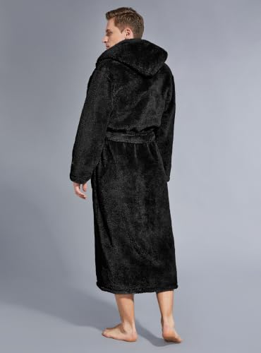 Image of SlumberMee Mens Hooded Robe Heavyweight Plush Fleece Full Length Bathrobe