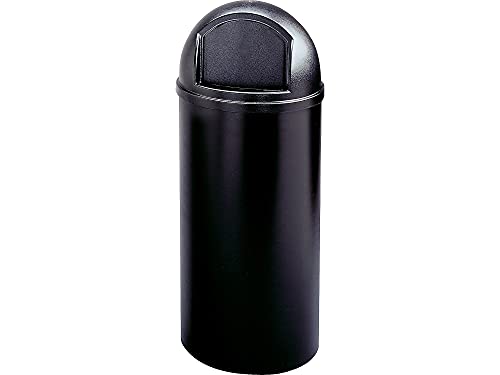 Image of Rubbermaid Commercial Products Marshal Classic Container, Round Trash Can, 15 Gallons, Black, Outdoor for Parks /College Campuses /Outdoor Shopping Malls
