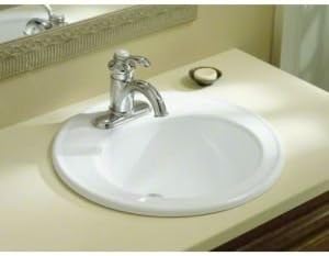 KOHLER K-2202-4-0 Brookline Self-Rimming Bathroom Sink, White, 1.25
