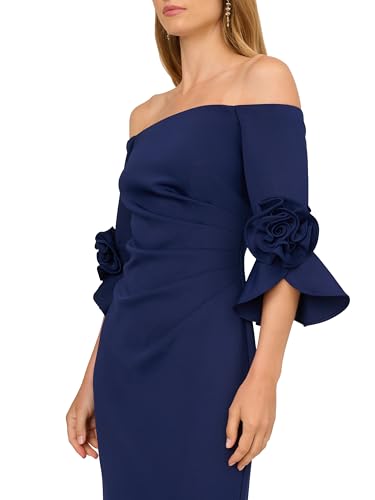 Image of Adrianna Papell Rosette Scuba Crepe Gown
