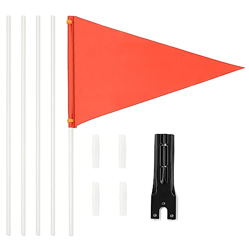 NA Bike Flag with Pole for Safety Bicycle Golf Cart Off Road Whip Dune High Visibility Adjustable Height Flagpole, Hard and Unbending, Wind and Tear Resistant（Red）