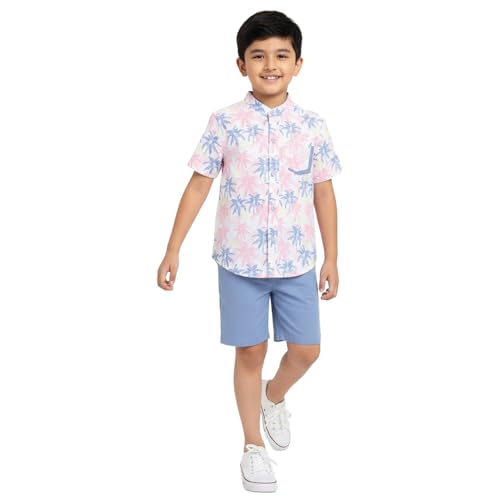 Image of Nautinati Boys Printed Collared Shirt with Shorts Clothing Set | Age 1-5 Years